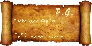 Puchinger Gyula névjegykártya